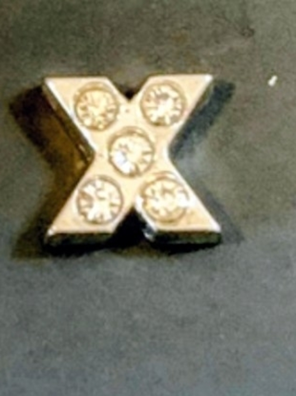 Silver X Charm with Clear Crystal Accents